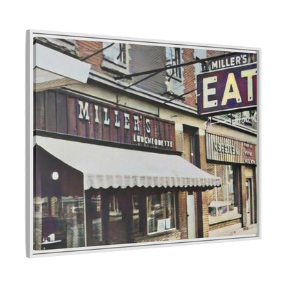 Retro Framed Canvas Print - Miller's Eatery Sign Artwork