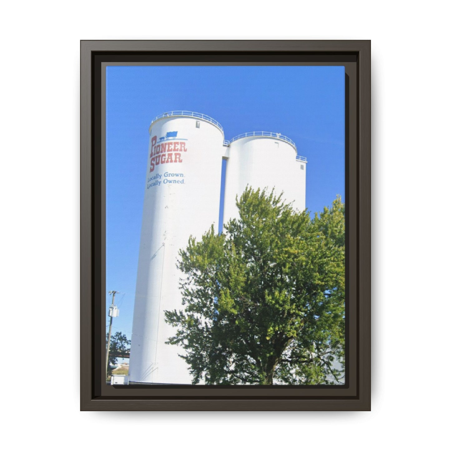 Pioneer Sugar Framed Matte Canvas Print - Vintage Farm Silos Art