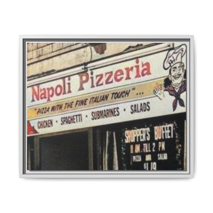 Napoli Pizzeria Retro Framed Canvas Print - Classic Italian Restaurant Decor