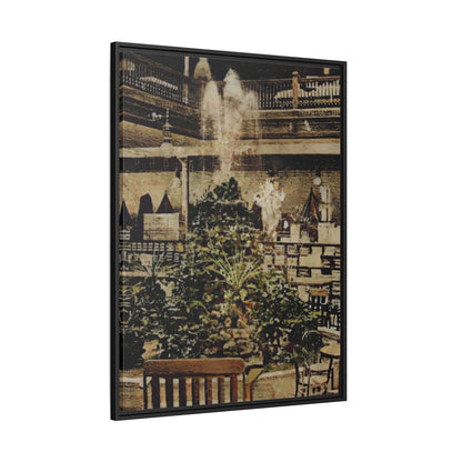 “Meet Me at the Fountain” C.F. Jackson’s Findlay, O. Vintage Matte Canvas Wall Art - Framed Historic Ohio Scene