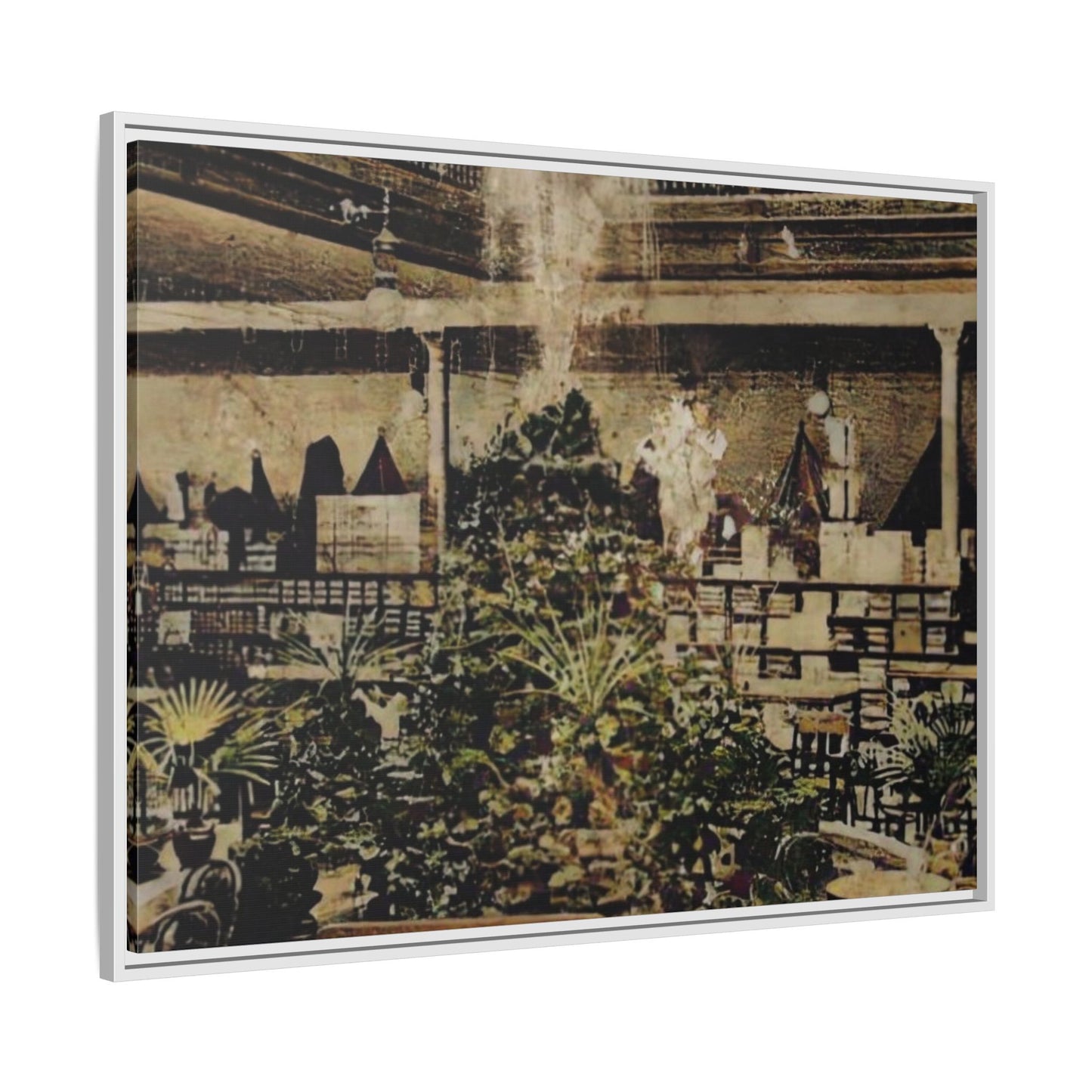 “Meet Me at the Fountain” C.F. Jackson’s Findlay, O. Vintage Matte Canvas Wall Art - Framed Historic Ohio Scene