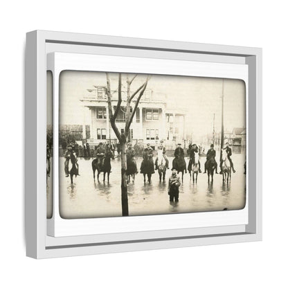 717 N Main Findlay, O  1913 Flood Original B & W Vintage Framed Matte Canvas - Equestrian Scene Wall Art