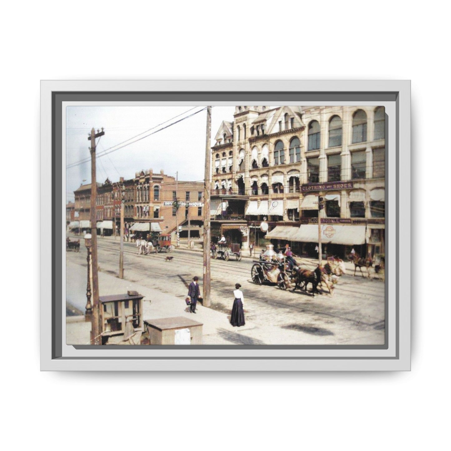 Marvin Block Findlay O. Vintage Street Scene Framed Matte Canvas - Urban Nostalgia Artwork