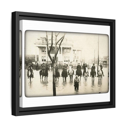 717 N Main Findlay, O  1913 Flood Original B & W Vintage Framed Matte Canvas - Equestrian Scene Wall Art