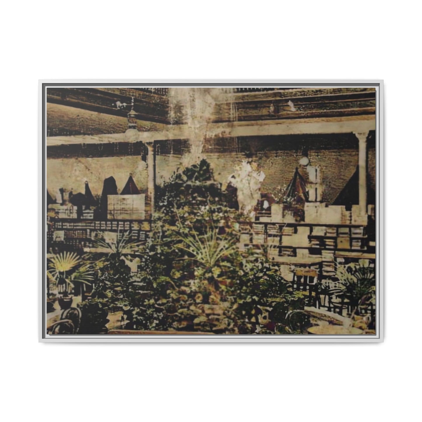 “Meet Me at the Fountain” C.F. Jackson’s Findlay, O. Vintage Matte Canvas Wall Art - Framed Historic Ohio Scene