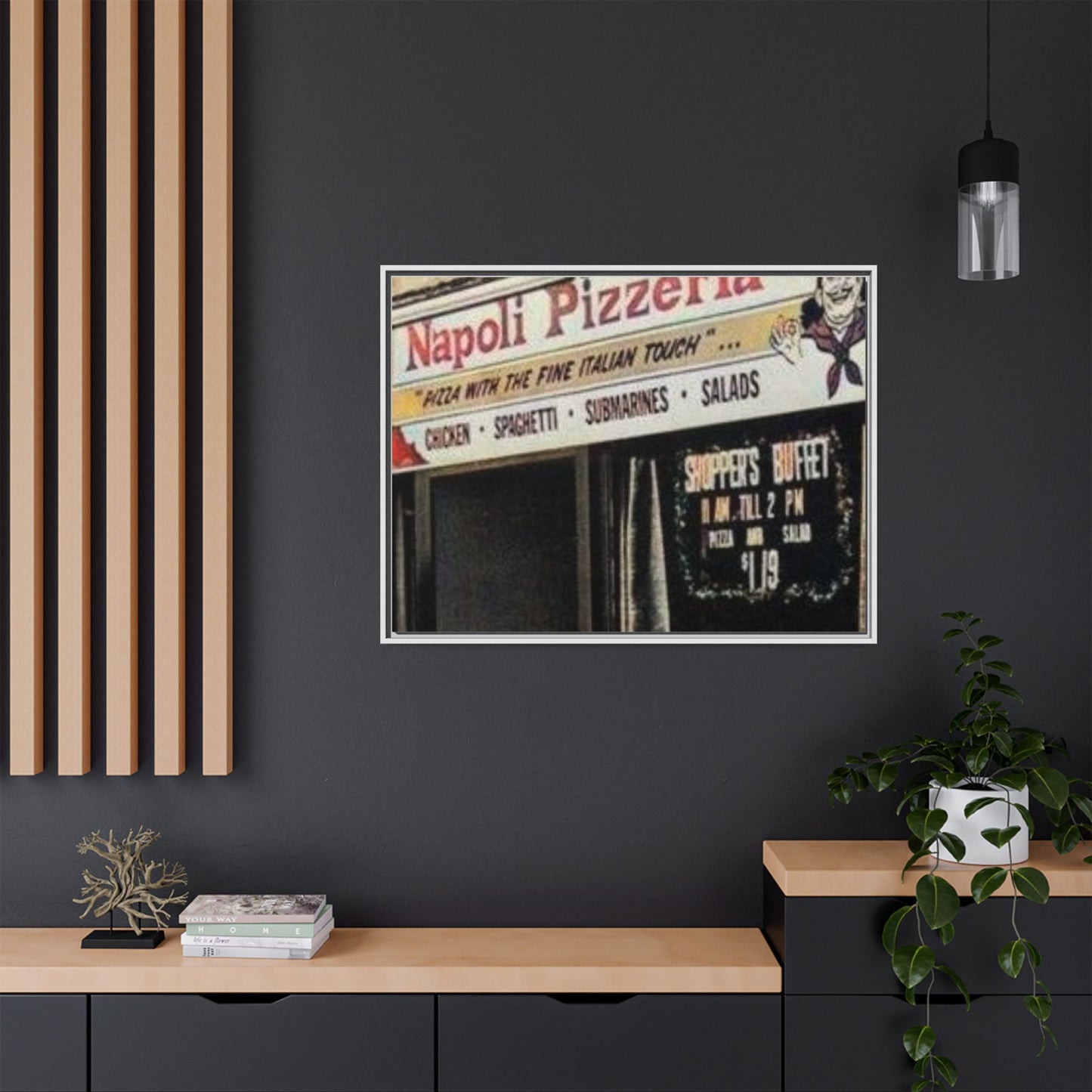 Napoli Pizzeria Retro Framed Canvas Print - Classic Italian Restaurant Decor