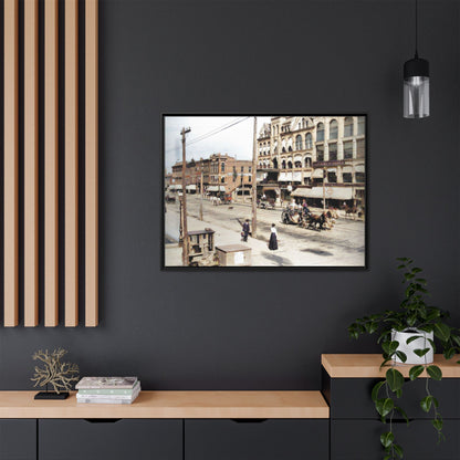 Marvin Block Findlay O. Vintage Street Scene Framed Matte Canvas - Urban Nostalgia Artwork