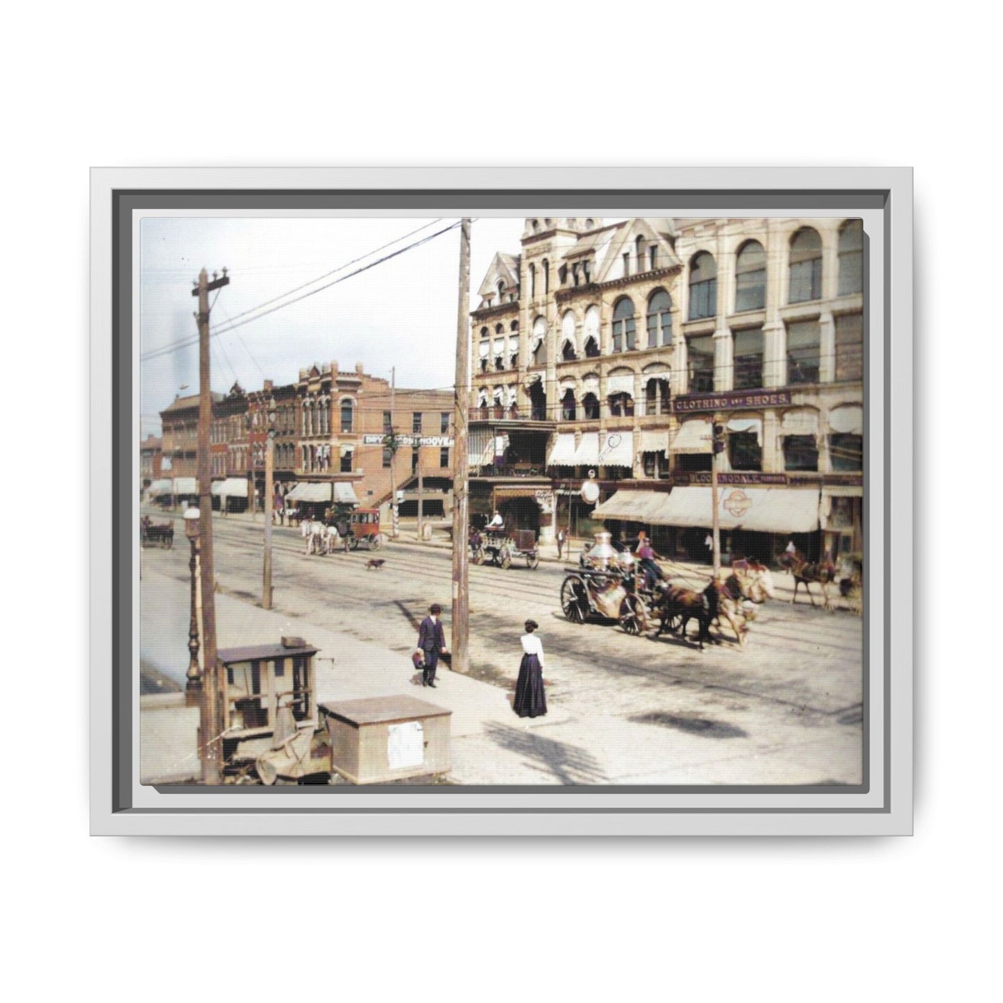 Marvin Block Findlay O. Vintage Street Scene Framed Matte Canvas - Urban Nostalgia Artwork