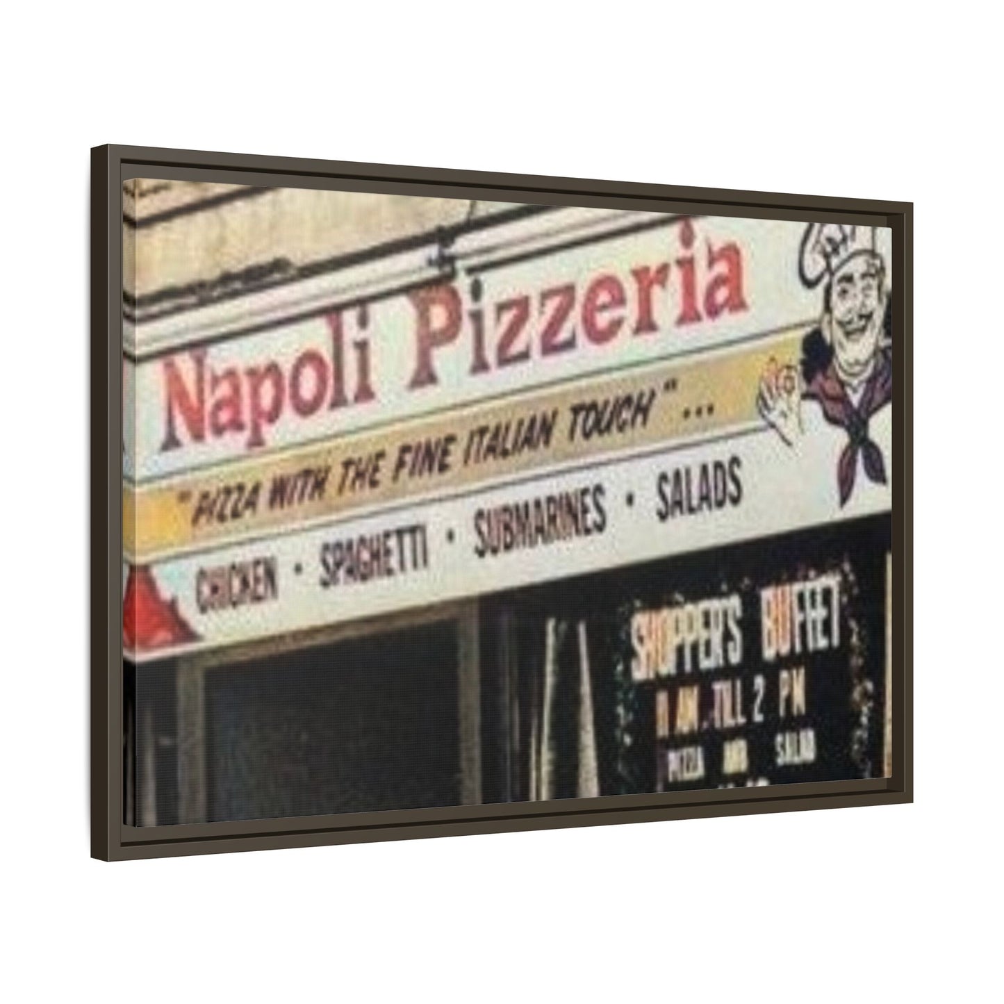 Napoli Pizzeria Retro Framed Canvas Print - Classic Italian Restaurant Decor