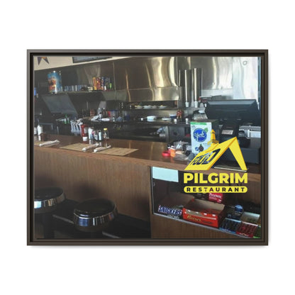 Pilgrim Resturant Counter Matte Canvas, Framed (Multi-color)