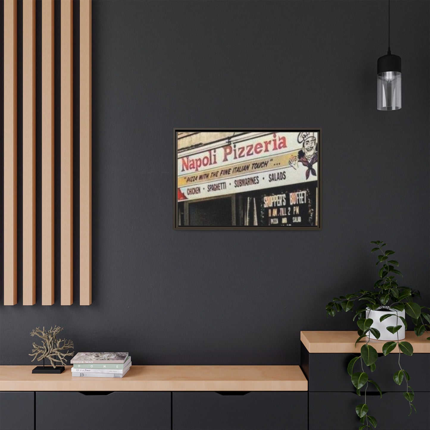 Napoli Pizzeria Retro Framed Canvas Print - Classic Italian Restaurant Decor