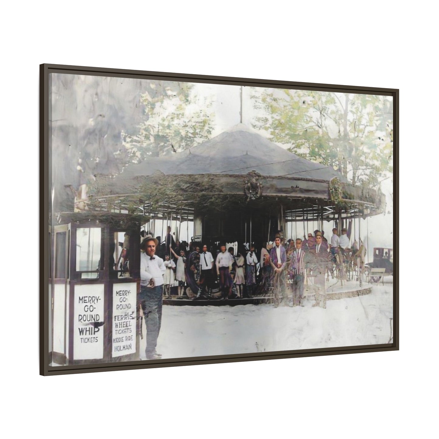 Vintage Carousel Wall Art - Matte Framed Canvas Print