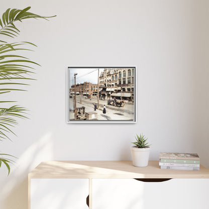 Marvin Block Findlay O. Vintage Street Scene Framed Matte Canvas - Urban Nostalgia Artwork