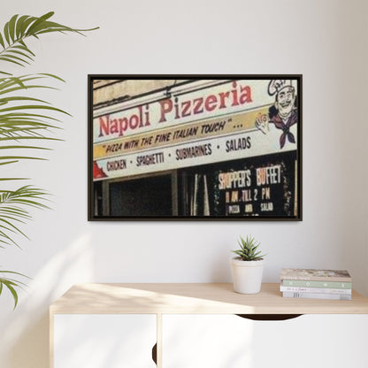 Napoli Pizzeria Retro Framed Canvas Print - Classic Italian Restaurant Decor