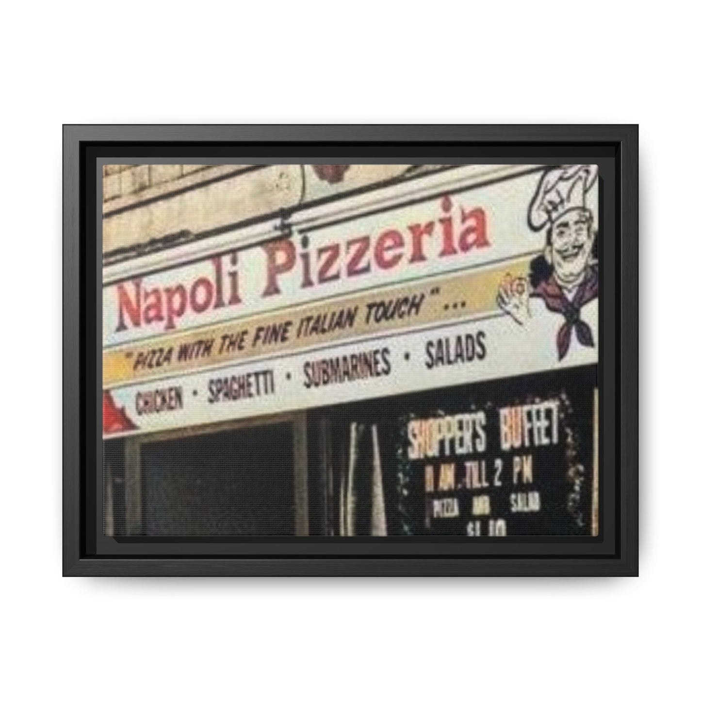 Napoli Pizzeria Retro Framed Canvas Print - Classic Italian Restaurant Decor