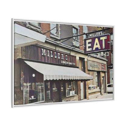 Retro Framed Canvas Print - Miller's Eatery Sign Artwork