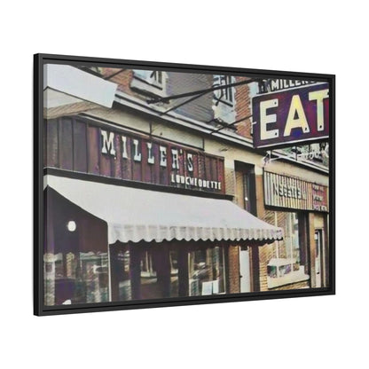 Retro Framed Canvas Print - Miller's Eatery Sign Artwork