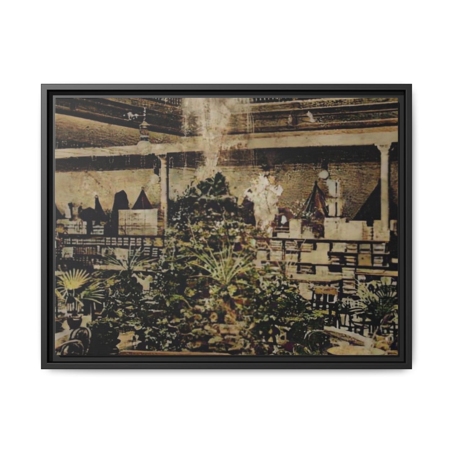 “Meet Me at the Fountain” C.F. Jackson’s Findlay, O. Vintage Matte Canvas Wall Art - Framed Historic Ohio Scene