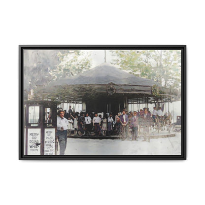 Vintage Carousel Wall Art - Matte Framed Canvas Print