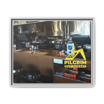 Pilgrim Resturant Counter Matte Canvas, Framed (Multi-color)