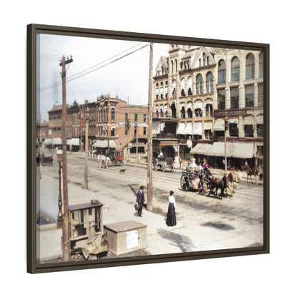 Marvin Block Findlay O. Vintage Street Scene Framed Matte Canvas - Urban Nostalgia Artwork