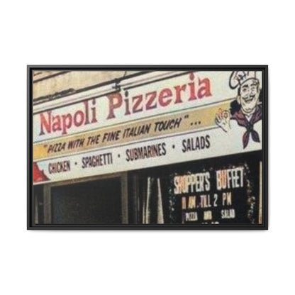 Napoli Pizzeria Retro Framed Canvas Print - Classic Italian Restaurant Decor