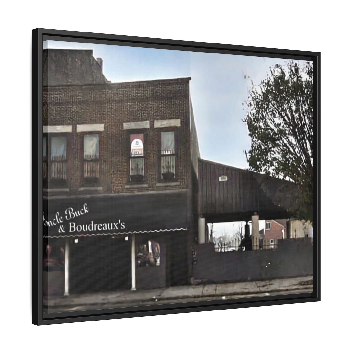 Uncle Buck & Boudreaux’s Framed Matte Canvas Art - Uncle Buck & Boudreaux's Street Scene Decor