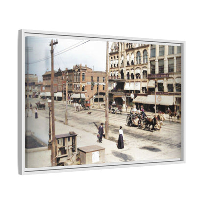 Marvin Block Findlay O. Vintage Street Scene Framed Matte Canvas - Urban Nostalgia Artwork