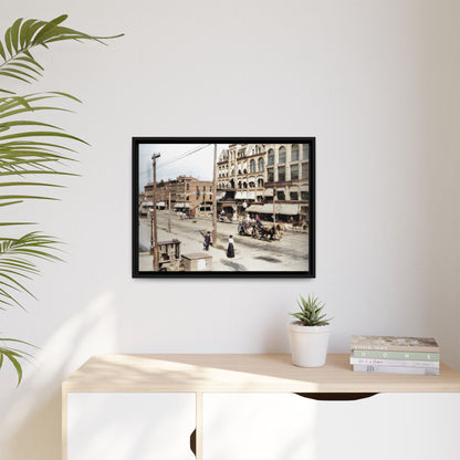 Marvin Block Findlay O. Vintage Street Scene Framed Matte Canvas - Urban Nostalgia Artwork