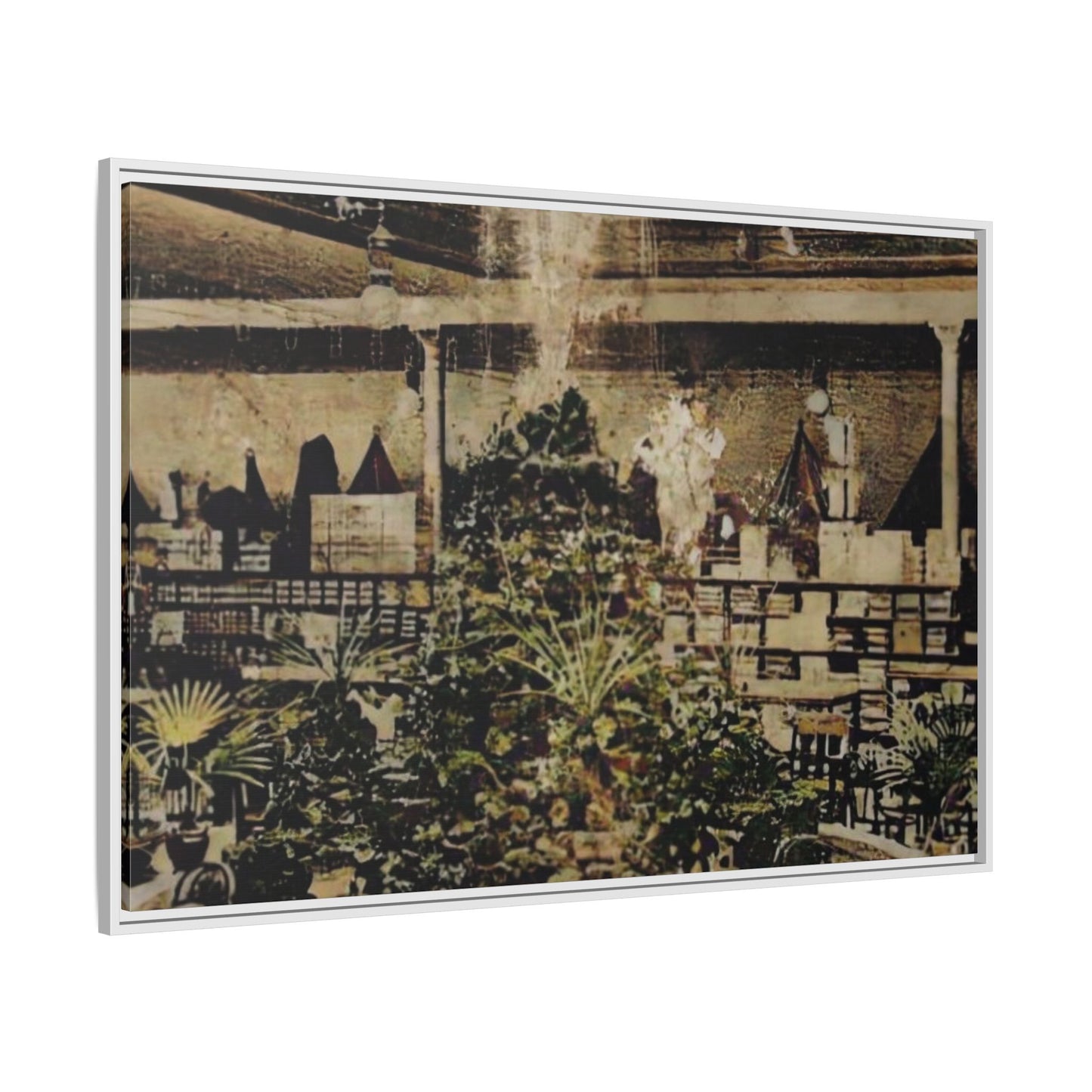 “Meet Me at the Fountain” C.F. Jackson’s Findlay, O. Vintage Matte Canvas Wall Art - Framed Historic Ohio Scene