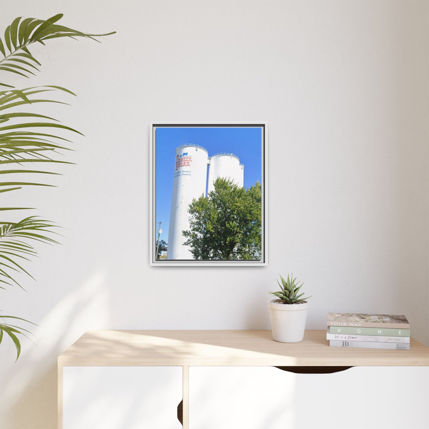 Pioneer Sugar Framed Matte Canvas Print - Vintage Farm Silos Art