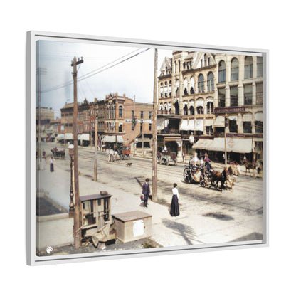 Marvin Block Findlay O. Vintage Street Scene Framed Matte Canvas - Urban Nostalgia Artwork