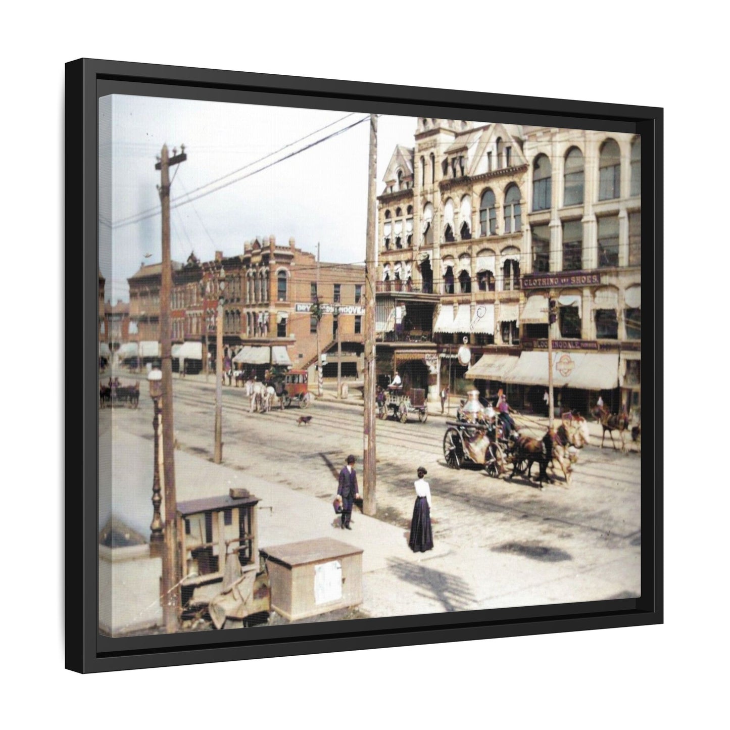 Marvin Block Findlay O. Vintage Street Scene Framed Matte Canvas - Urban Nostalgia Artwork