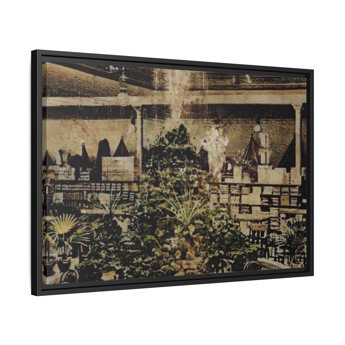 “Meet Me at the Fountain” C.F. Jackson’s Findlay, O. Vintage Matte Canvas Wall Art - Framed Historic Ohio Scene