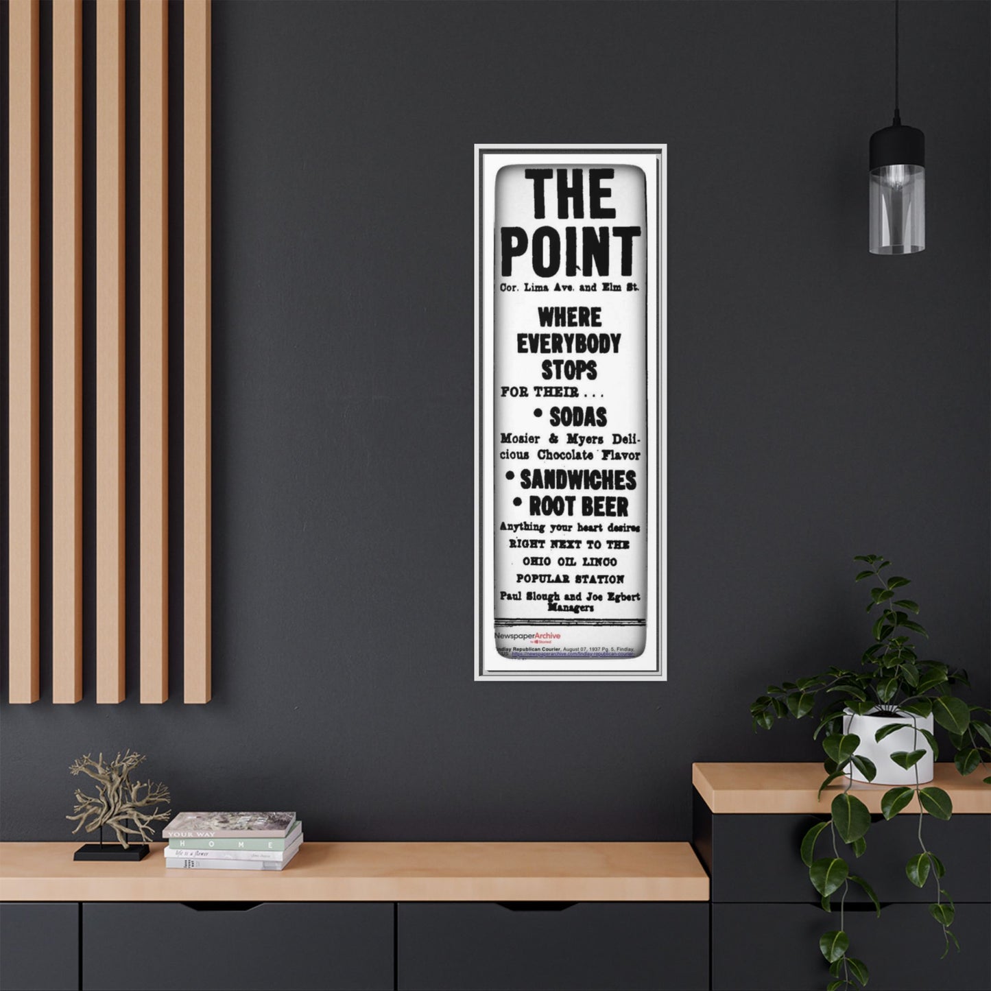 The Point Where Everybody Stops Vintage Style Framed Canvas Art - 'The Point' Soda Shop Sign