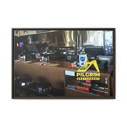 Pilgrim Resturant Counter Matte Canvas, Framed (Multi-color)