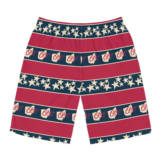 Ohio Red White and Blue Men's Board Shorts (AOP)
