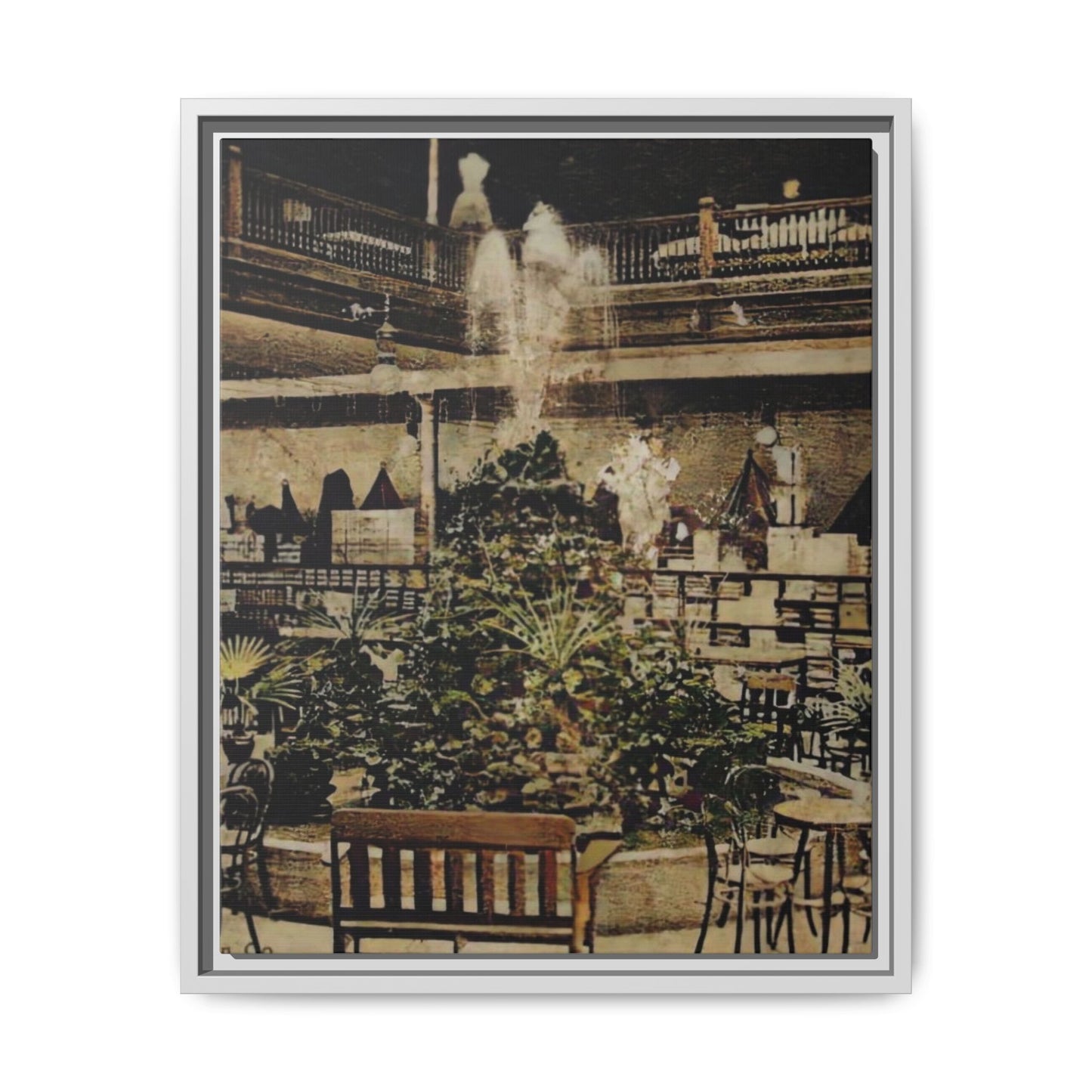 “Meet Me at the Fountain” C.F. Jackson’s Findlay, O. Vintage Matte Canvas Wall Art - Framed Historic Ohio Scene