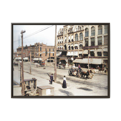 Marvin Block Findlay O. Vintage Street Scene Framed Matte Canvas - Urban Nostalgia Artwork