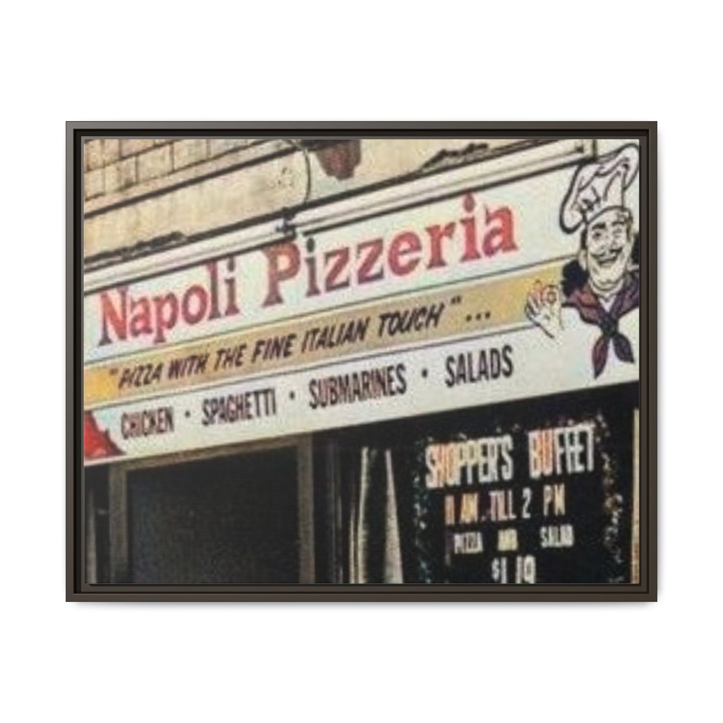 Napoli Pizzeria Retro Framed Canvas Print - Classic Italian Restaurant Decor