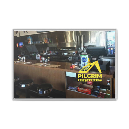 Pilgrim Resturant Counter Matte Canvas, Framed (Multi-color)