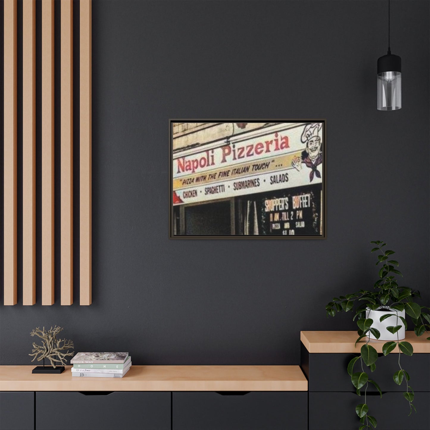 Napoli Pizzeria Retro Framed Canvas Print - Classic Italian Restaurant Decor