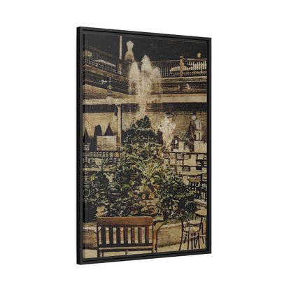 “Meet Me at the Fountain” C.F. Jackson’s Findlay, O. Vintage Matte Canvas Wall Art - Framed Historic Ohio Scene