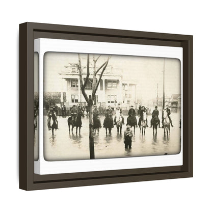 717 N Main Findlay, O  1913 Flood Original B & W Vintage Framed Matte Canvas - Equestrian Scene Wall Art