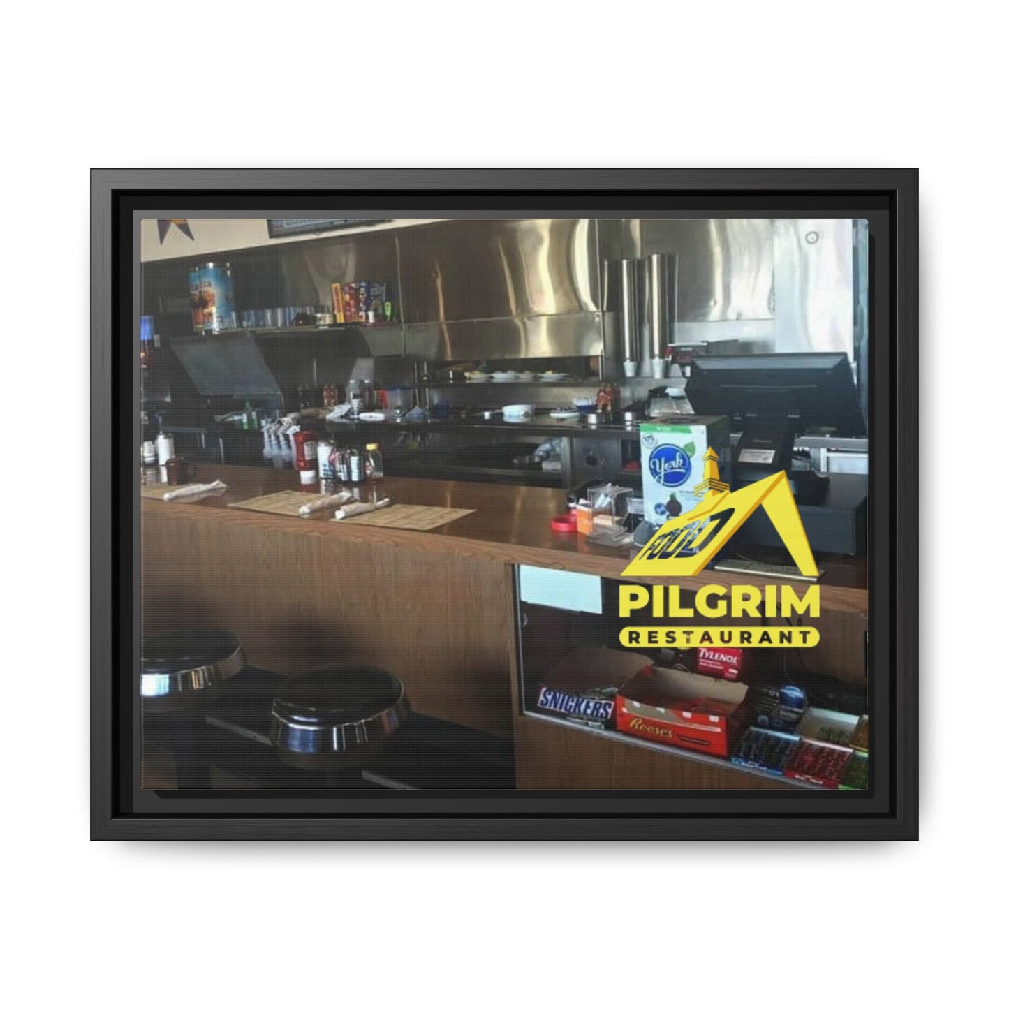 Pilgrim Resturant Counter Matte Canvas, Framed (Multi-color)