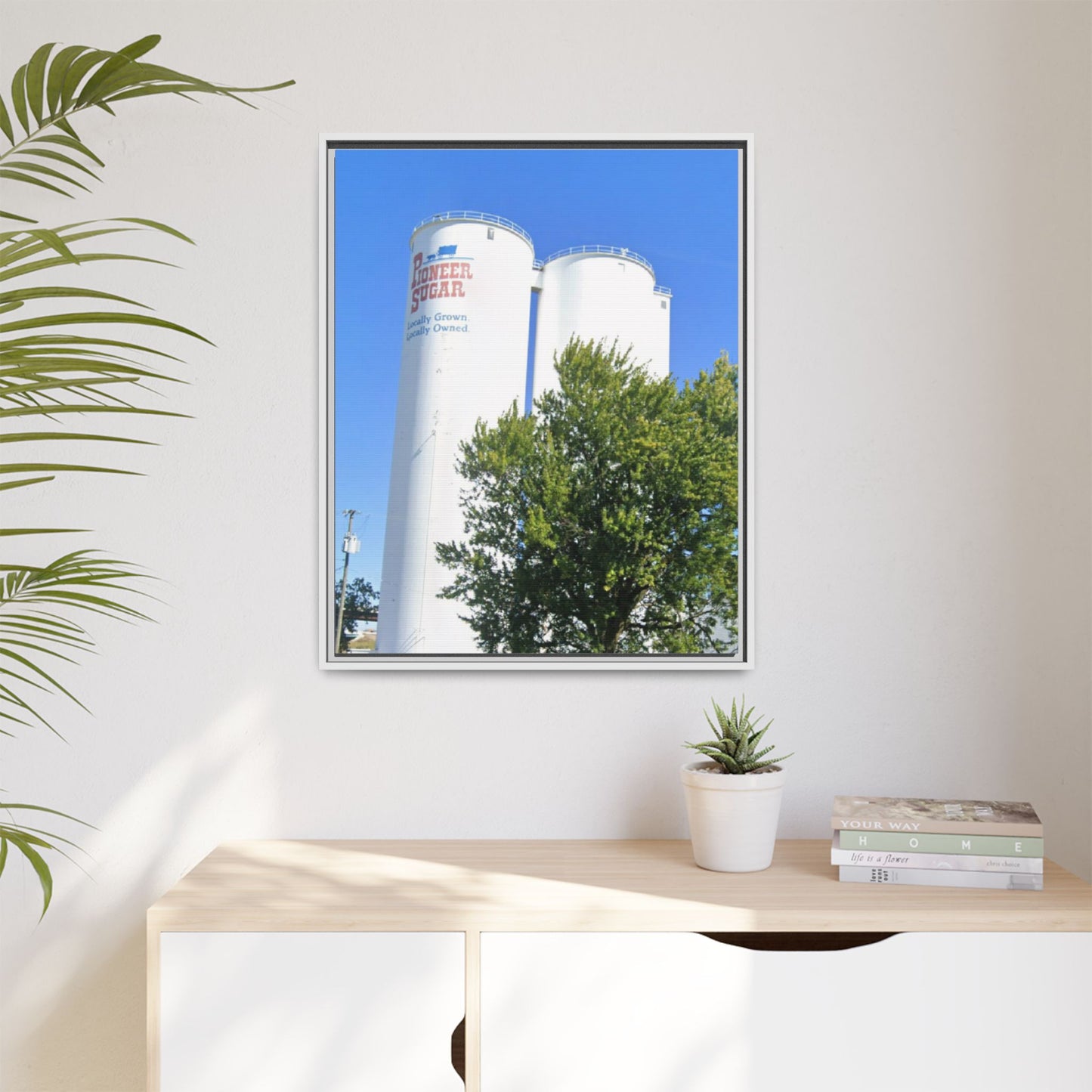 Pioneer Sugar Framed Matte Canvas Print - Vintage Farm Silos Art