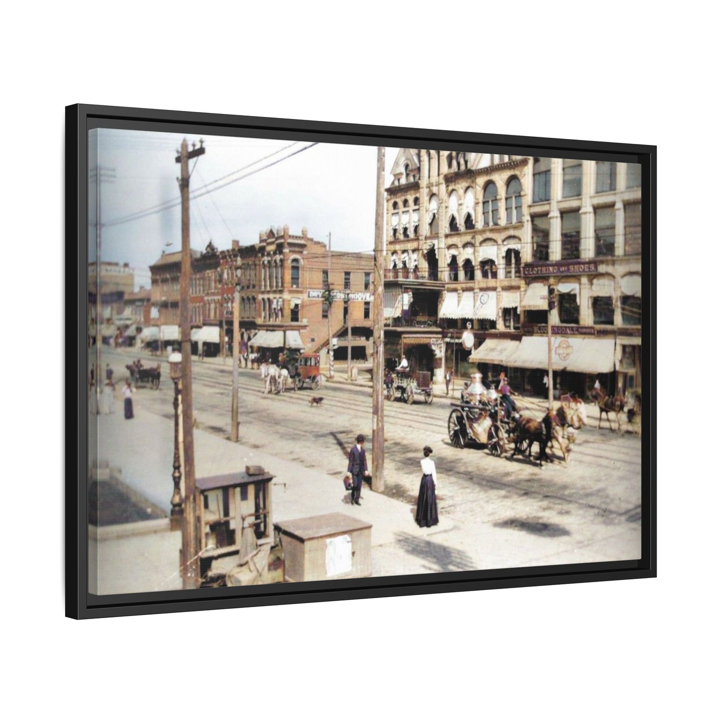 Marvin Block Findlay O. Vintage Street Scene Framed Matte Canvas - Urban Nostalgia Artwork