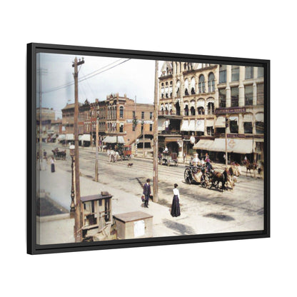 Marvin Block Findlay O. Vintage Street Scene Framed Matte Canvas - Urban Nostalgia Artwork