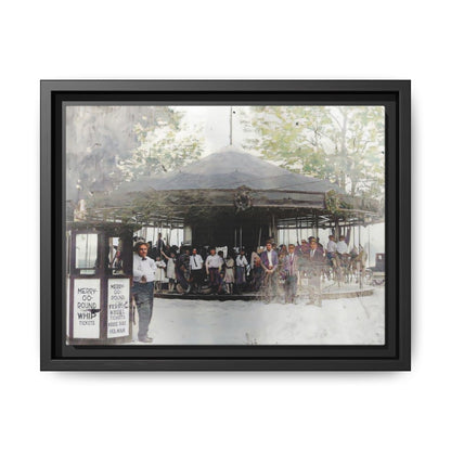 Vintage Carousel Wall Art - Matte Framed Canvas Print