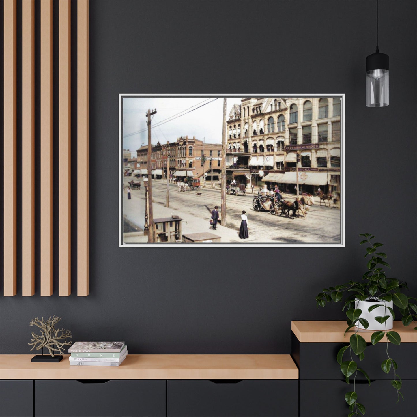 Marvin Block Findlay O. Vintage Street Scene Framed Matte Canvas - Urban Nostalgia Artwork